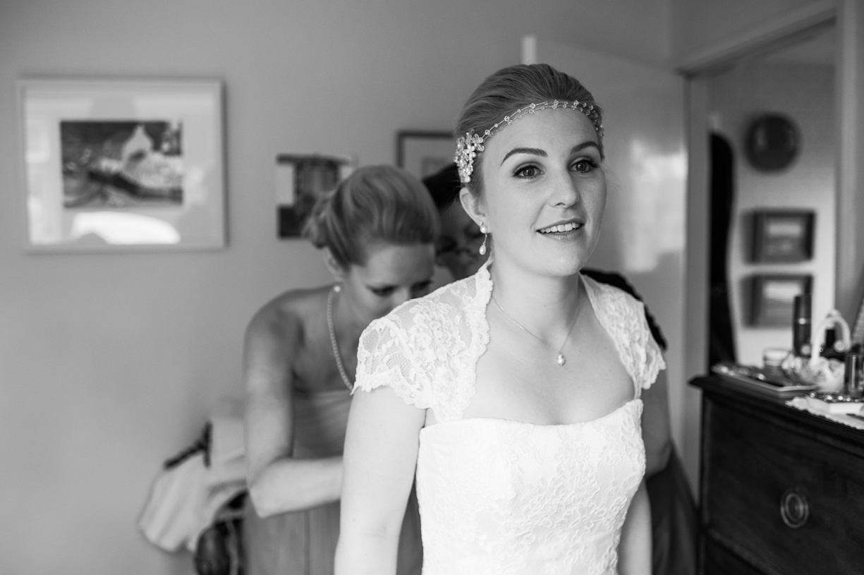 bridal preparations black & white rainy wedding Buckhurst Park East Sussex wedding photography English & Greek 
